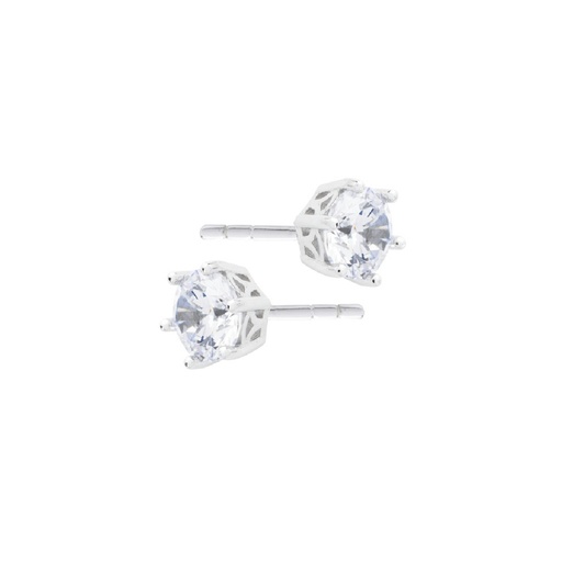 Pendientes Itemporality Plata Montado sobre 6 Garras con Circonita