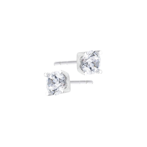 Pendientes Itemporality plata montado sobre 4 garras con circonita