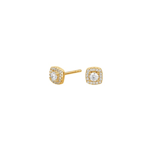 [SEA-201-017-UU] Pendientes Itemporality Rosetón Inseparable Plata Baño Oro y Circonitas