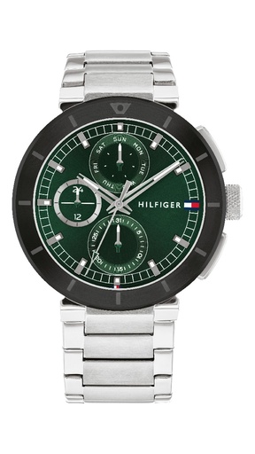 [1792117] Reloj Tommy Hilfiger Hombre Lorenzao Multifunción Acero y Esfera Verde 1792117