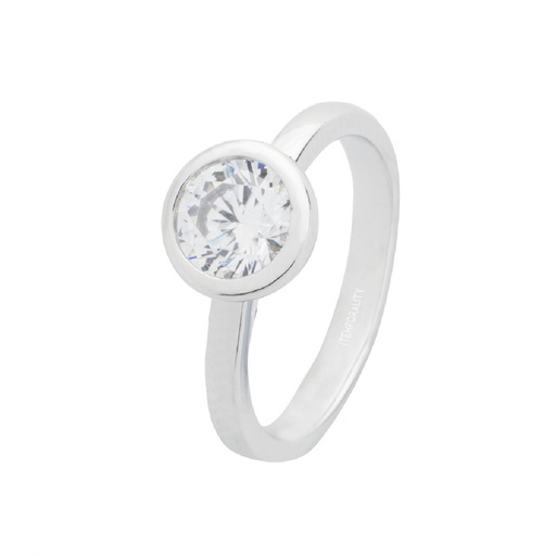 [SRN-101-083-12] Anillo solitario Itemporality plata con circonita engastada en bisel SRN-101-083-12