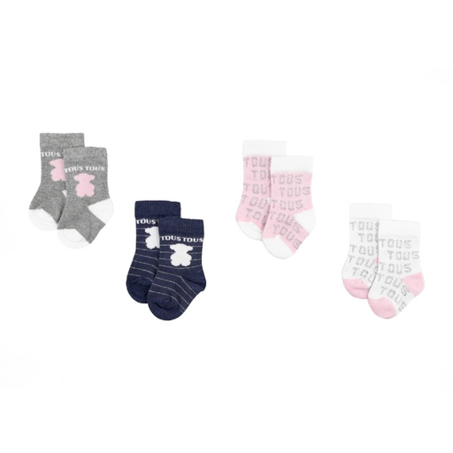 [SSOCKS-1204-47] Pack Tous Baby 4 pares de Calcetines SSocks Rosa
